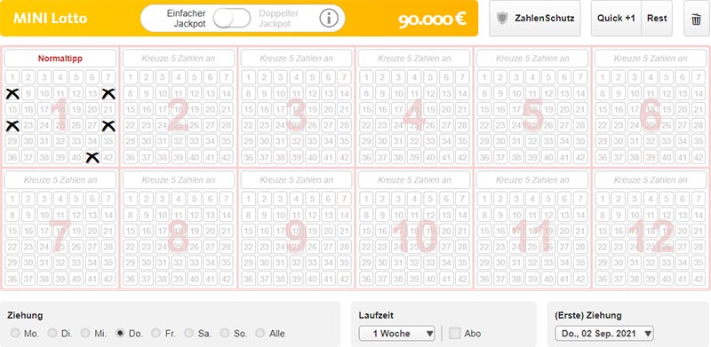 Mini Lotto Spielschein bei Lottoland